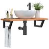 vidaXL Basin Shelf Wall Mounted Steel and Solid Wood Beech