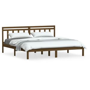 vidaXL Bed Frame without Mattress Honey Brown Solid Wood 200x200 cm (810040+814117)