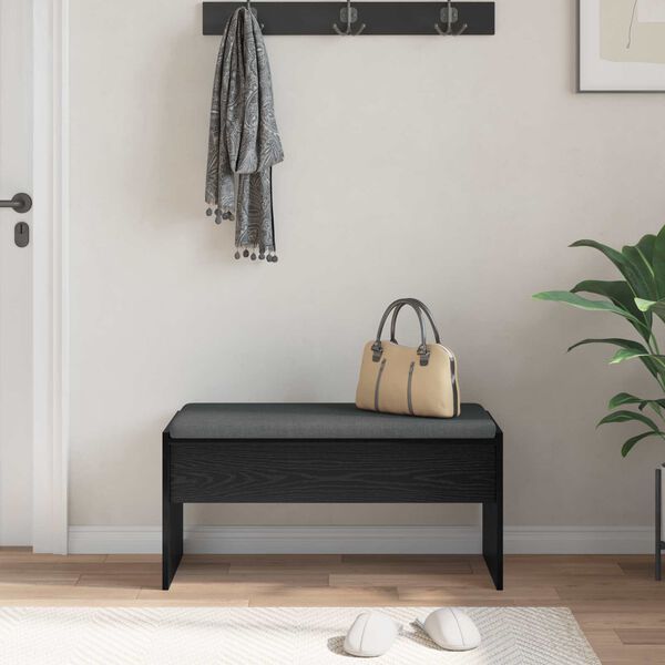 vidaXL Hall Bench with Cushion Black Oak 83 x 38 x 40 cm