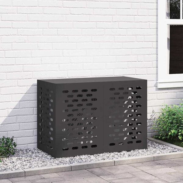 vidaXL Air Conditioner Cover Black 100 x 50 x 70 cm Steel