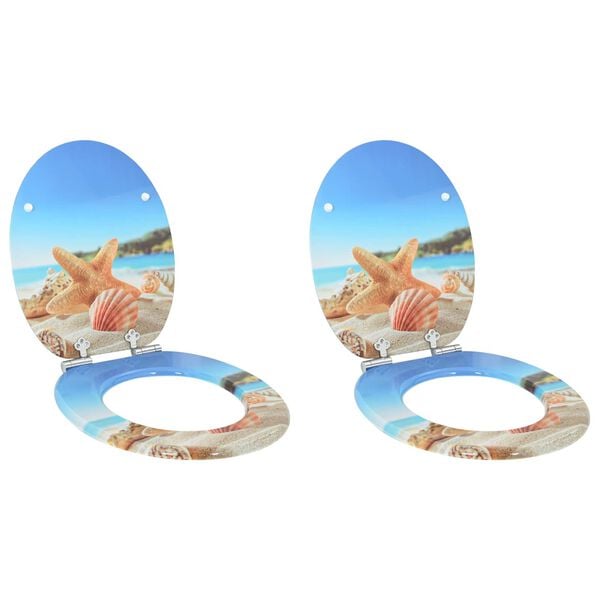 vidaXL Toilet Seat 2 pcs Sea Muschel 44 x 38 cm MDF board
