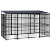 vidaXL Outdoor Dog Kennel with Roof Steel 7.37 m&sup2;