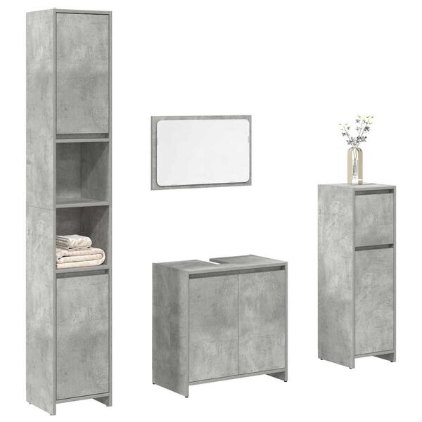 vidaXL 4 Piece Bathroom Furniture Set Concrete Grey Engineered Wood