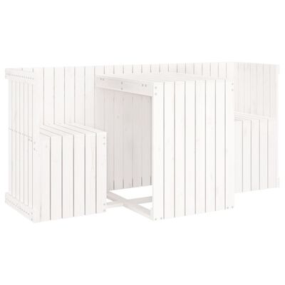 vidaXL Balcony Set 2-Seater White Solid Wood Pine