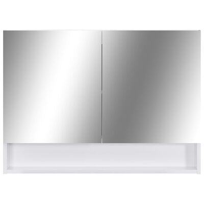vidaXL LED Bathroom Mirror Cabinet White 80x15x60 cm MDF | vidaXL.ie