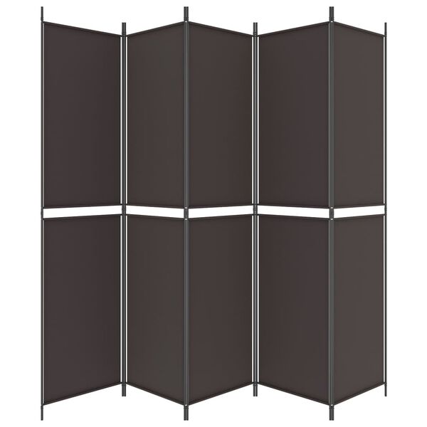 vidaXL 5-Panel Room Divider Brown 250x220 cm Fabric