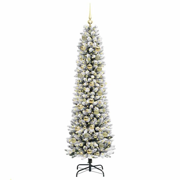 vidaXL Artificial Christmas Tree with 300 LEDs with Stand White 180 cm