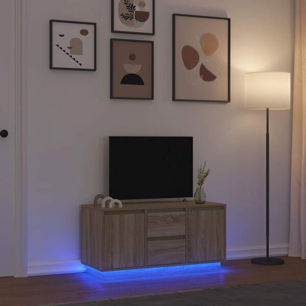 vidaXL TV Cabinet with LED Lights Sonoma Oak 100x41x50 cm