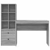 vidaXL Desk with Drawer 2 pcs Grey Sonoma