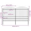 vidaXL Garden Fence with Spear Top Steel 359x200 cm Black