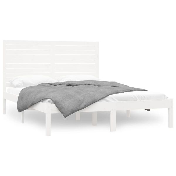 vidaXL Bed Frame without Mattress White 120x200 cm Solid Wood