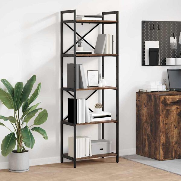 vidaXL Bookshelf Smoked Oak 56 x 34 x 171 cm Engineered Wood