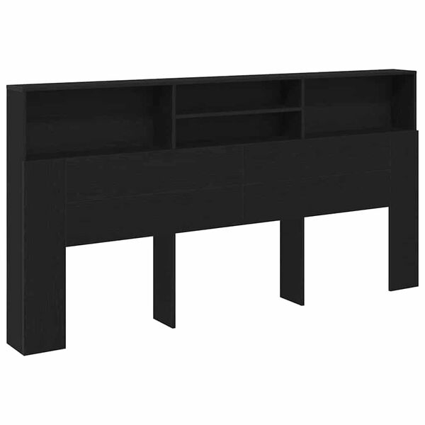 vidaXL Headboard Cabinet Black Oak 200 x 19 x 103.5 cm Engineered Wood