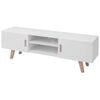 vidaXL TV Stand | Shiny White | MDF, Beechwood, Steel | Large | TV Stand