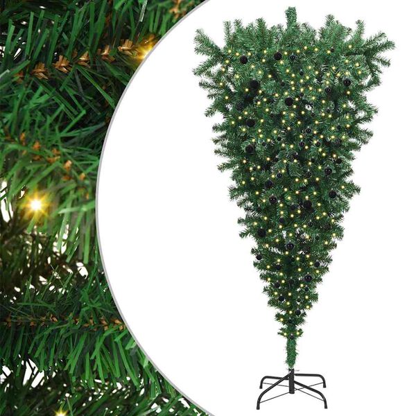 vidaXL Upside-down Artificial Pre-lit Christmas Tree with Ball Set PVC