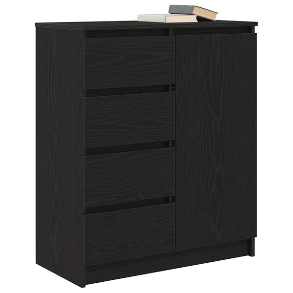 vidaXL Sideboard with Drawers Black Oak 71x35x84 cm Engineered Wood