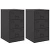 vidaXL Bedside Cabinets 2pcs Black 34.5x39x62 cm Steel