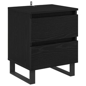 vidaXL Bedside Cabinet Black Oak 40 x 35 x 50 cm Engineered Wood