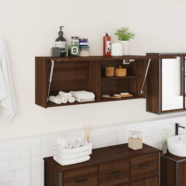 vidaXL Bathroom Wall Cabinet Brown Oak 100x25x40 cm Engineered Wood