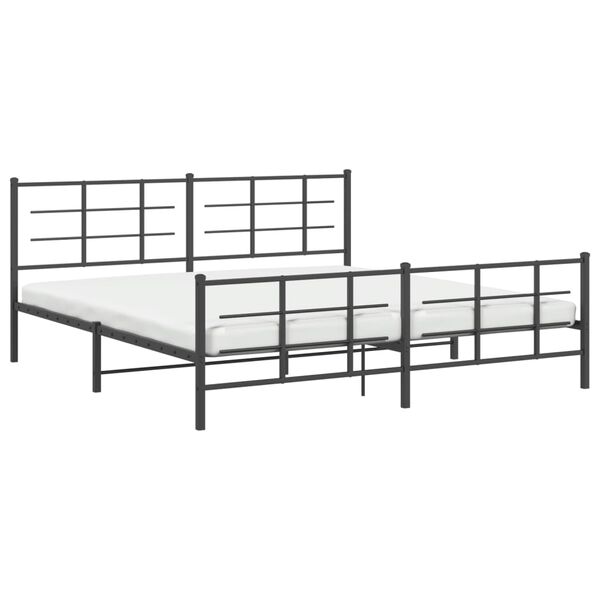 vidaXL Metal Bed Frame without Mattress with Footboard Black 183x213cm