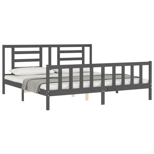 vidaXL Bed Frame without Mattress Grey 200x200 cm Solid Wood Pine