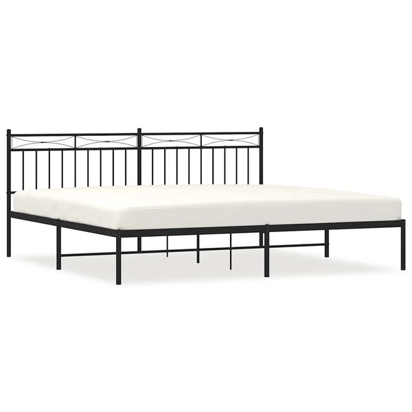 vidaXL Metal Bed Frame without Mattress with Headboard Black 193x203cm