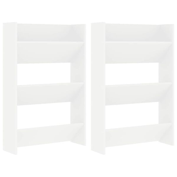 vidaXL Wall Shoe Cabinets 2 pcs White 60x18x90 cm Engineered Wood