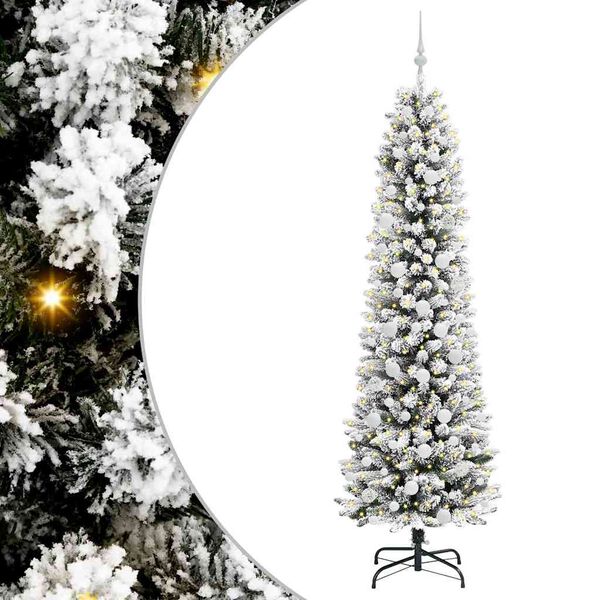 vidaXL Artificial Christmas Tree with 300 LEDs with Stand White 210 cm