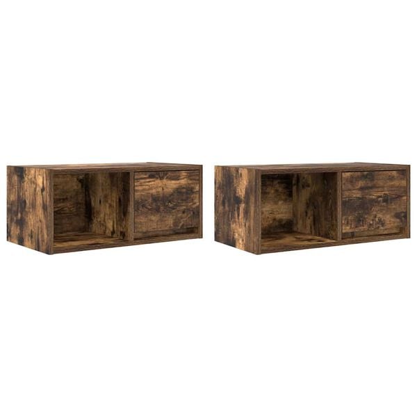 vidaXL TV Cabinets 2 pcs Smoked Oak 60x31x25.5 cm Engineered Wood