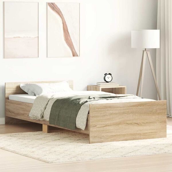 vidaXL Bed Frame without Mattress Sonoma Oak 100x200 cm Engineered Wood