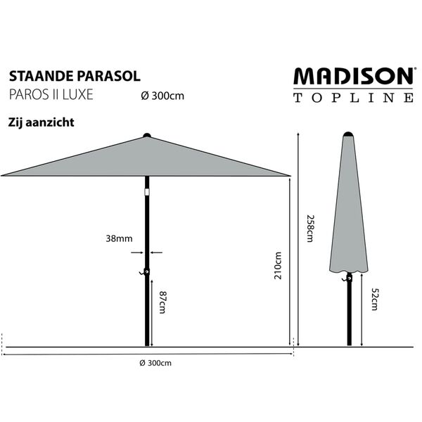 Madison Garden Parasol Paros II Luxe 300 cm Golden Glow