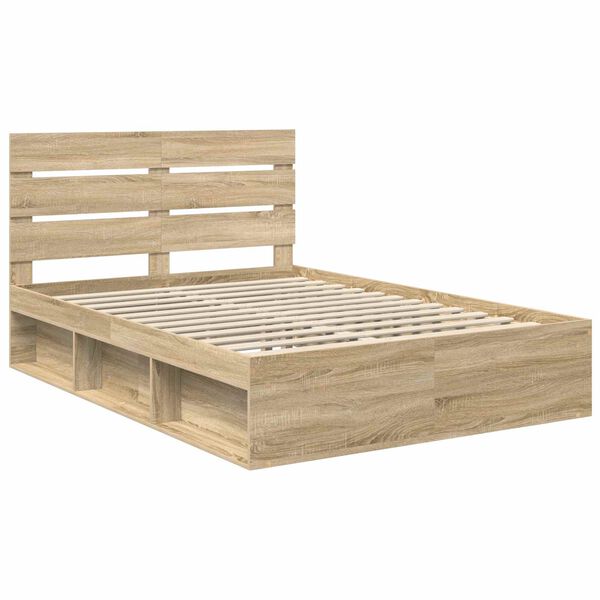vidaXL Bed Frame Sonoma Oak 150 x 200 cm Solid Pine Wood