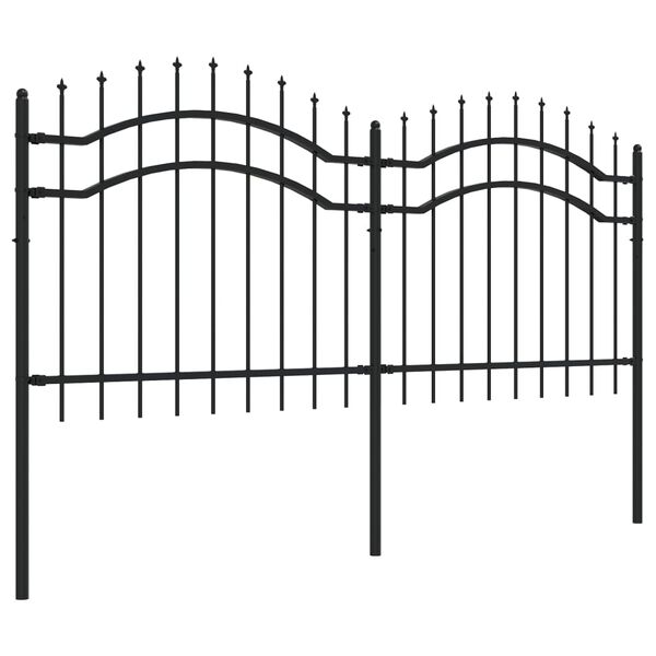 vidaXL Garden Fence Woerden with Spear Top Black 240x100 cm Steel