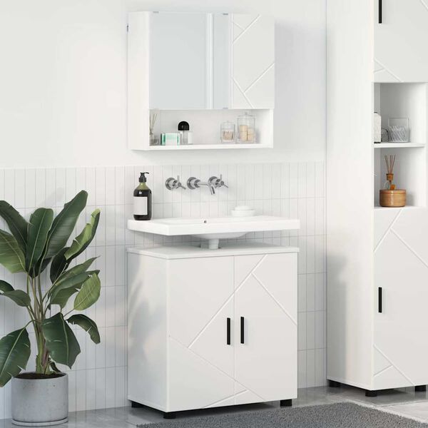 vidaXL Bathroom Furniture Set 2 pcs White Engineered wood & Metal