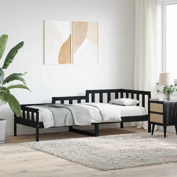 vidaXL Day Bed without Mattress Black 80x200 cm Solid Wood Pine