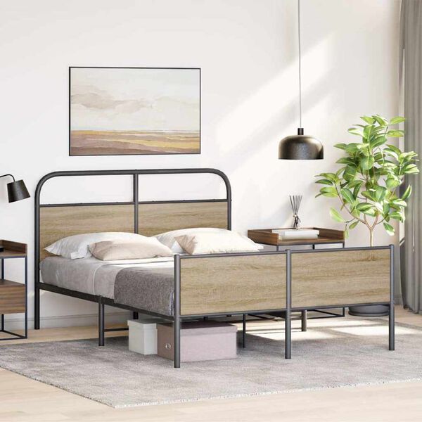vidaXL Bed Frame without Mattress 120x200 cm Sonoma Oak Engineered Wood