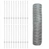 vidaXL Fence with Post Silver 0.8 x 50 m Steel