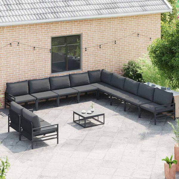 vidaXL Garden Sofa Set with Cushion Anthracite Steel