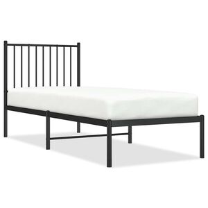 vidaXL Metal Bed Frame without Mattress with Headboard Black 75x190cm