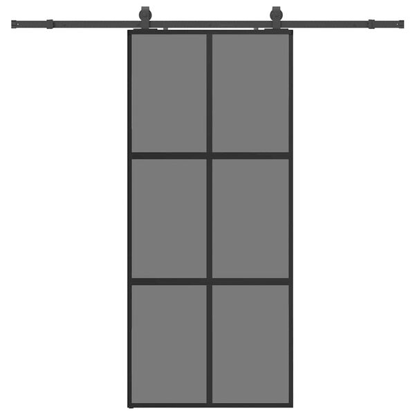 vidaXL Sliding Door with Hardware Set Black 90x205 cm Tempered Glass