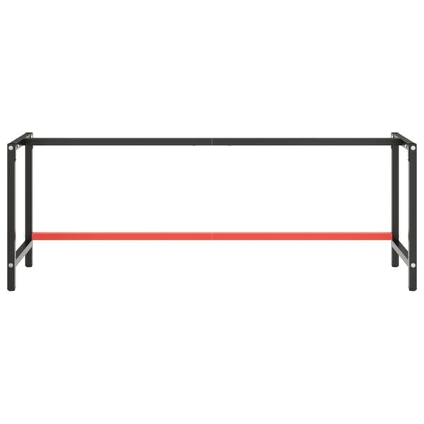 vidaXL Work Bench Frame Matte Black and Matte Red 220x57x79 cm Metal