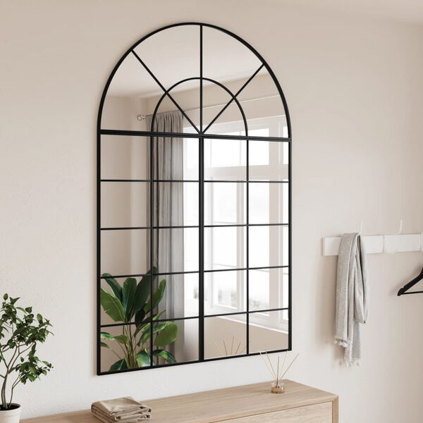 vidaXL Wall Mirror Black 100x150 cm Arch Iron