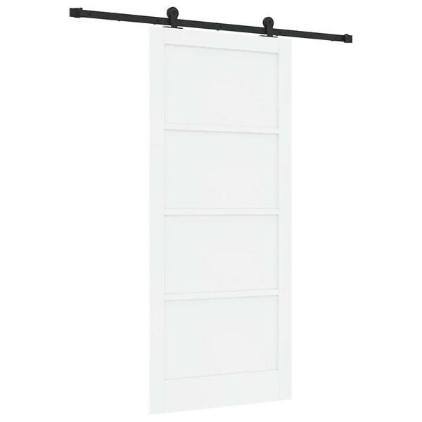 vidaXL Sliding Door White and Black 93 x 211 cm Solid Pine Wood