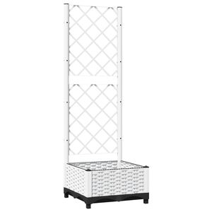 vidaXL Garden Planter with Trellis White 40x40x121.5 cm PP