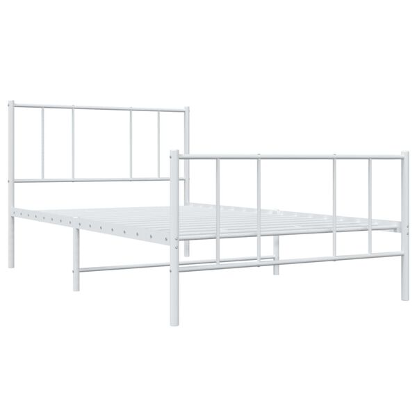 vidaXL Metal Bed Frame without Mattress with Footboard White 107x203cm