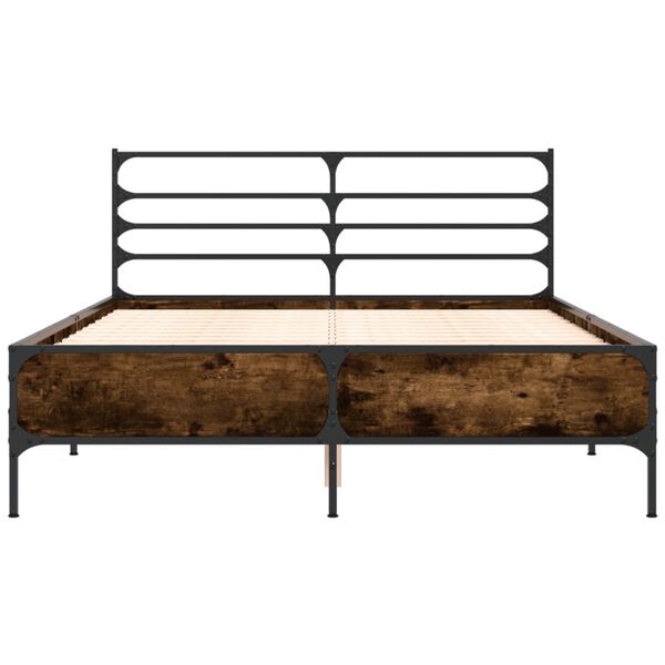 vidaXL Bed Frame without Mattress Smoked Oak 140x200 cm