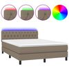 vidaXL Box Spring Bed with Mattress&LED Taupe 140x200cm Fabric