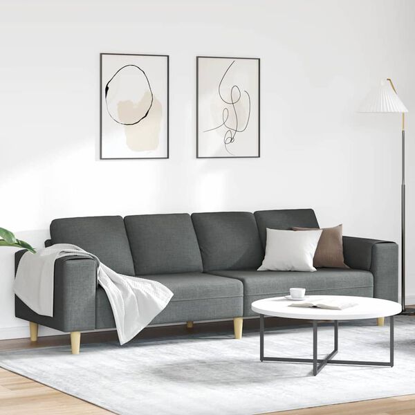vidaXL Living Room Couch Dark Grey 250 x 77 x 76 cm Polyester