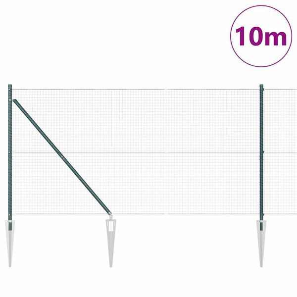 vidaXL Fence Post Green 10 x 1.2 m (25 x 25 mm mesh) Steel and PVC