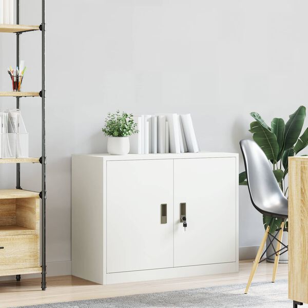 vidaXL Storage Cabinet White 90 x 40 x 70 cm Steel